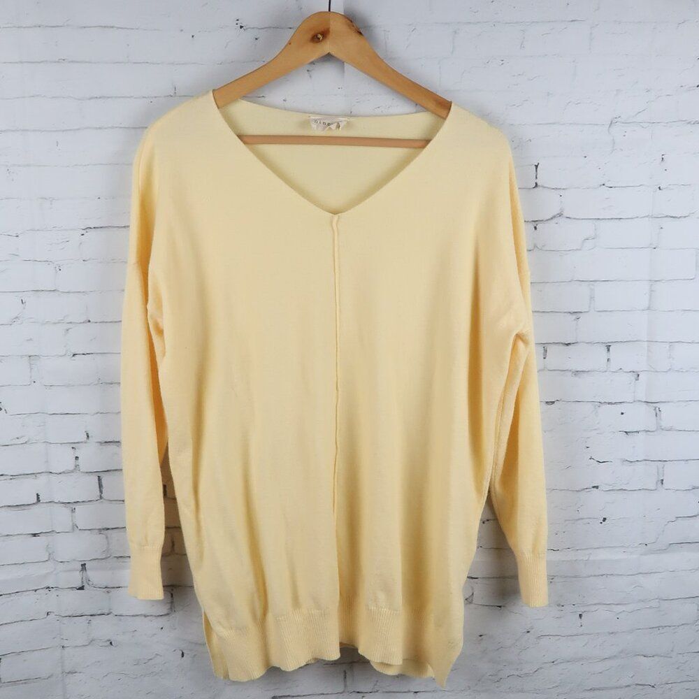 NINEXIS YELLOW V NECK LONG SLEEVE LIGHTWEIGHT SOFT TUNIC SWEATER SIZE SM/MED